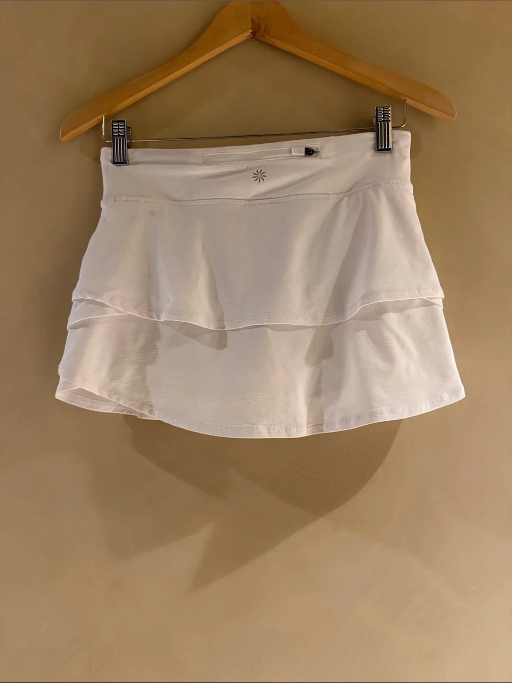 Athleta Girl Swing Skort White Tiered Skirt w/Bike Shorts  Sz L/12